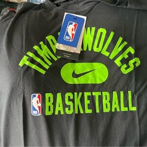 Nike x NBA Timberwolves Black long sleeve Tee with Neon Green Graphics